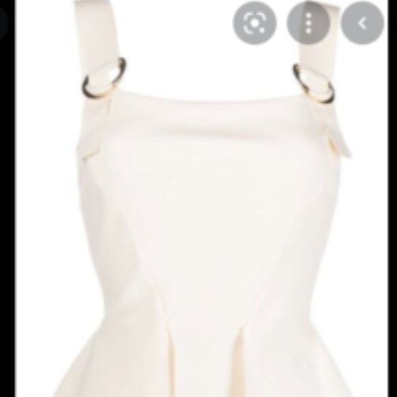 CHIARA BONI LA PETITE ROBE TORQUATA PEPLUM D-RING CREAM SHEATH DRESS 44 IT/ 8 US - Picture 6 of 6